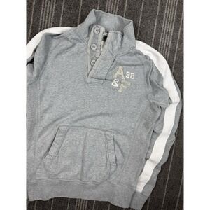 Abercrombie &‎ Fitch Sweatshirt Men Medium Grey Vtg Y2K Henley Varsity Muscle
